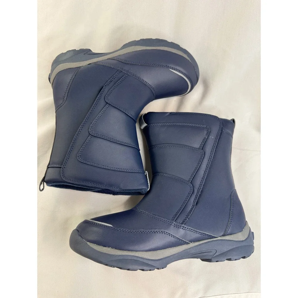 Lands End Youth Snow Flurry Boots Navy Blue Winter Water Resistant 6M V3328